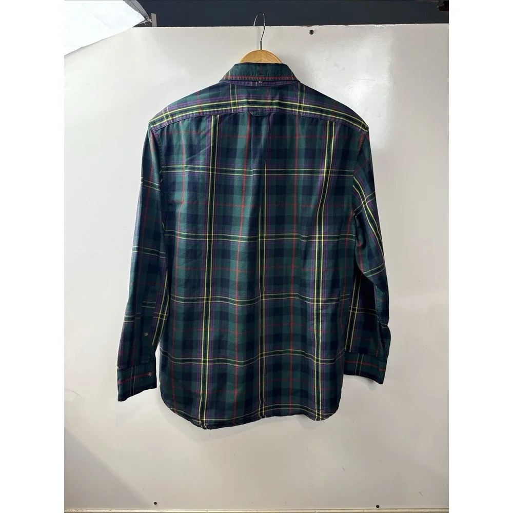 J Crew Green Plaid Dress Shirt Plaid Long Sleeve Button Up Men's Sz M Cotton